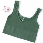 Women Seamless Ribbed Tank Top High Elastic Sleeveless Crop Top Sexy Lingerie Sports O-neck Cropped Bra Daily Camisole M-XL