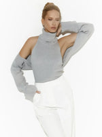 Trendix Knit Tank Top Sets For Women Fashion High Neck Vest And Long Sleeve Shawl 2 Piece Suits Sexy Backless Knitwear Top Femme