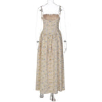 FDYOUI 2026 Summer Floral Print Spaghetti Strap Dress for Woman Elegant Sleeveless High Waist Long Party Evening Dresses Pink