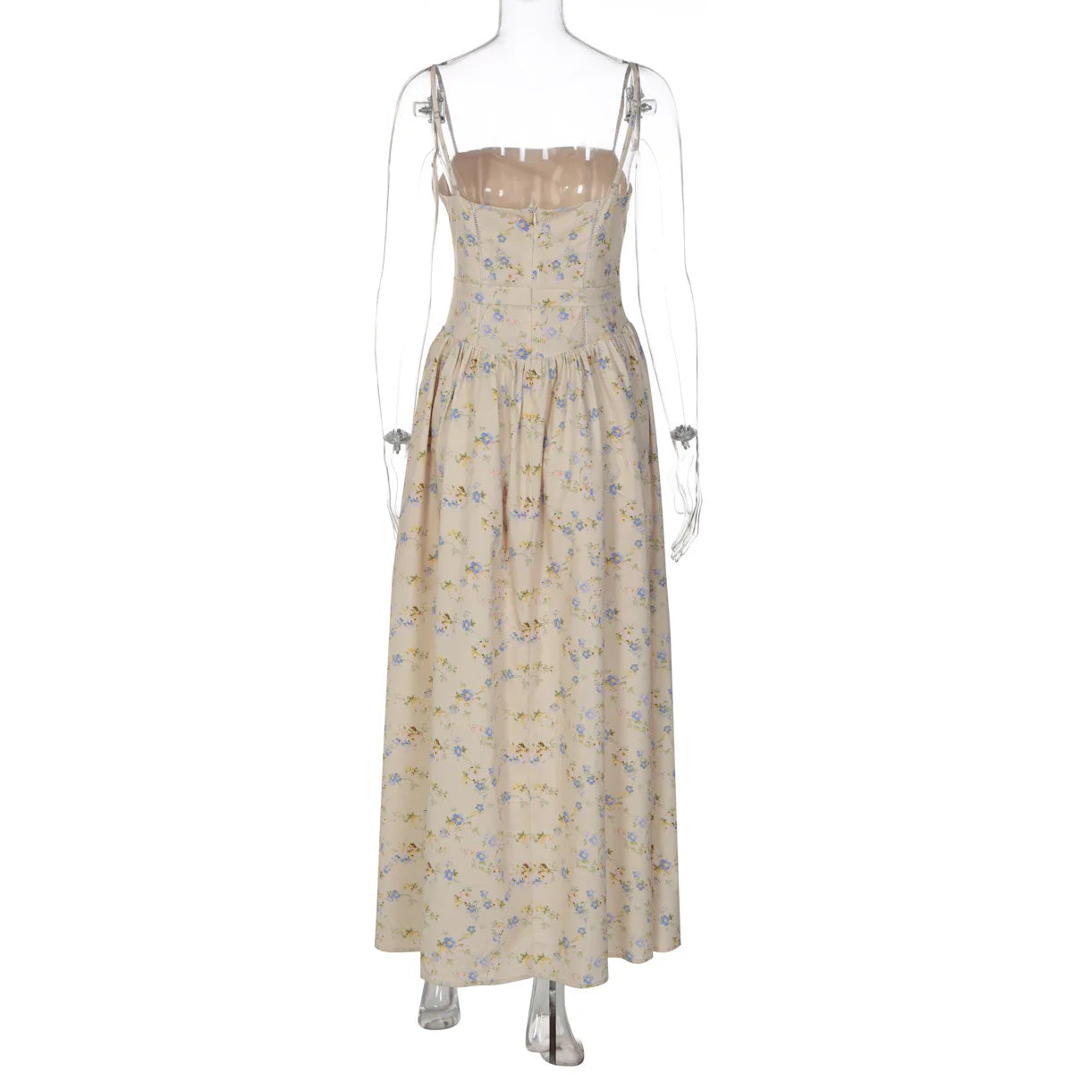 FDYOUI 2026 Summer Spaghetti Strap A-line Floral Vacation Dress for Women Elegant High Waist Tunics Long Party Evening Dresses
