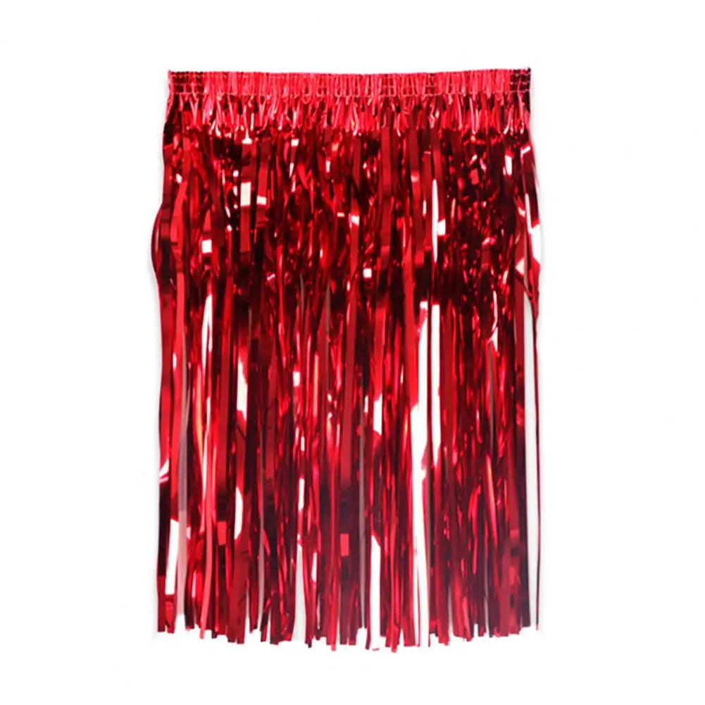 Bright Colors Beach Dance Skirt Hawaii Skirt Elastic Mid-rise Adults Kids Mini Skirt Rain Fringe Tassels Adjustable Curtain