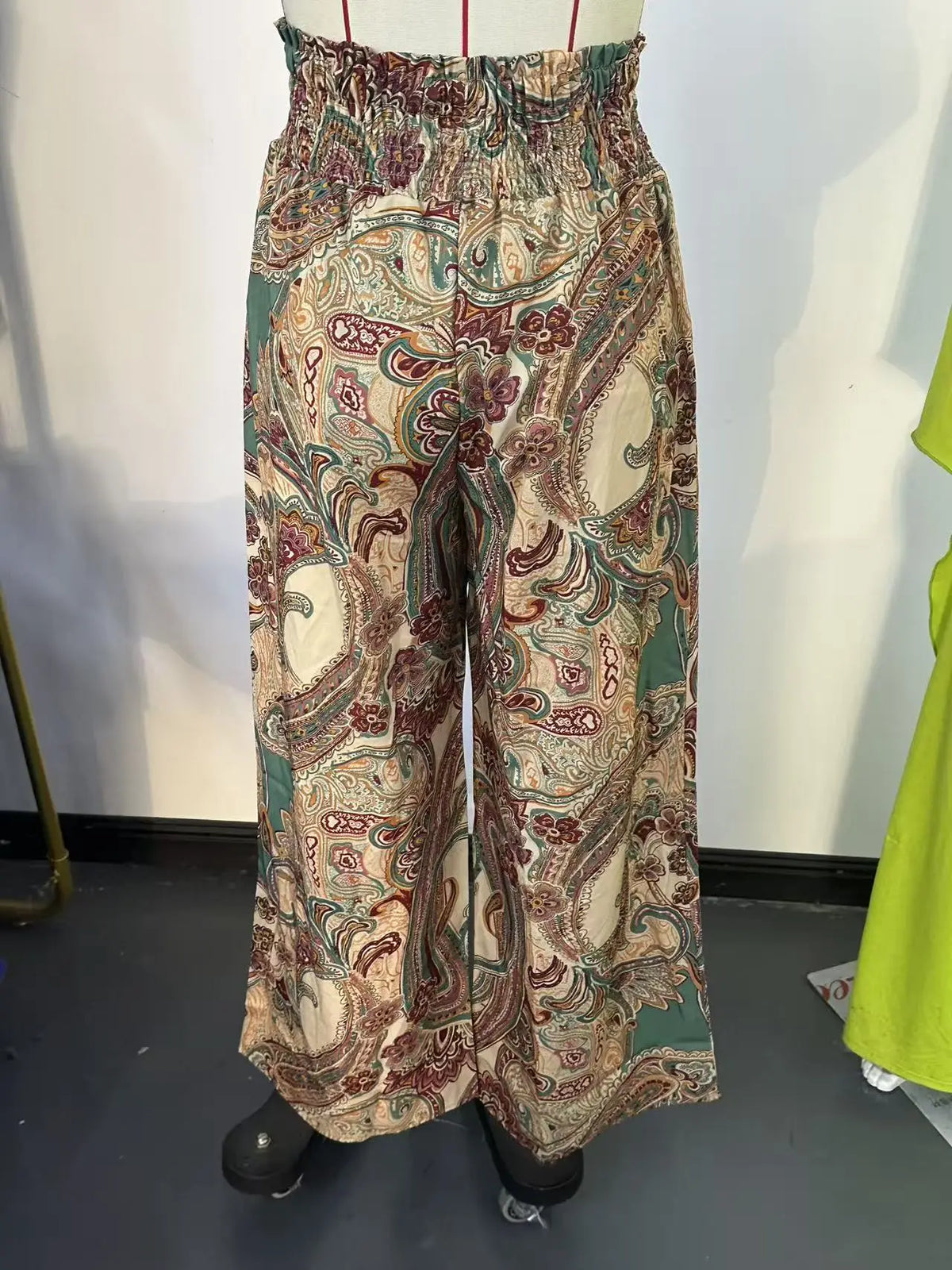 Women's 2026 Summer Versatile Printed Elastic Waist Wide Leg Pants