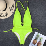 Sexy Deep V Neck Wrap Around Female Swimwear One Piece Swimsuit Women Backless Monokini High Leg Cut Bathing Suit Swim Beachwear