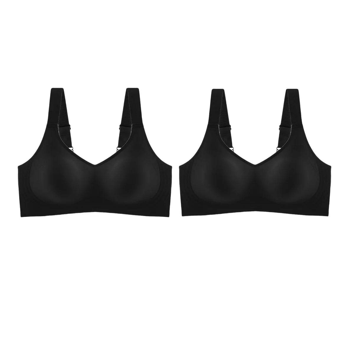 2Pcs/Set Women V-Neck Wireless Bra Smooth Invisible Mold Bralette One-Piece Seamless Support Bras Wide Strap Lingerie M-3XL