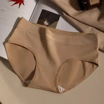 1-Pack Women Cotton Panties Mid Waist Briefs in Warm Tan Minimalist Breathable Intimates Ladies Underwear Size M-2XL