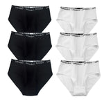 6Pcs/Set Women High Waist Cotton Briefs Letter Print Wide Waistband Panties Solid Color Full Coverage Hip Lifting Lingerie M-2XL