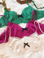 French Ice Silk Comfort Underwear Women Sexy Lace Ultra Thin Push Up Bra Set High Quality Brassiere Summer Breathable Lingerie
