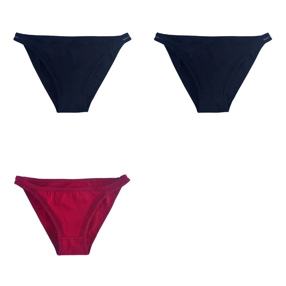 3Pcs/Set Women's Cotton Low-Rise Briefs with Mesh Side Panels Brazilian Panties Sexy Lingerie Comfy Breathable Underwear M-XL
