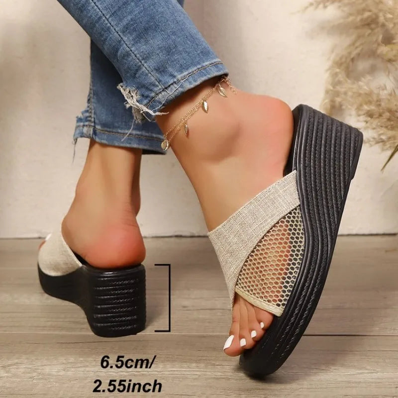 with Heel Large Size Fashion Womens Shoes 2026 Beige Heeled Sandals Thick Big Luxury Black Girls Summer Clear Wedge Slippers