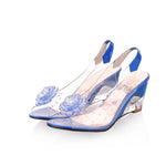 NASBAVI New Fashion Flower Transparent Sandals Wedge Women Shoes Large Size Sandals Women Size 34-43