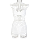 Toucheart Trendy Lingerie 4 Pieces Set Exotic Sexy Bra Eroctic Garter Underwear Set Women's Mesh See-through Luxury Underwear