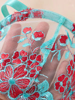 Conjunto de lencería con bordado Floral para mujer, sujetador transparente y ropa interior breve, ropa interior íntima Sexy de s