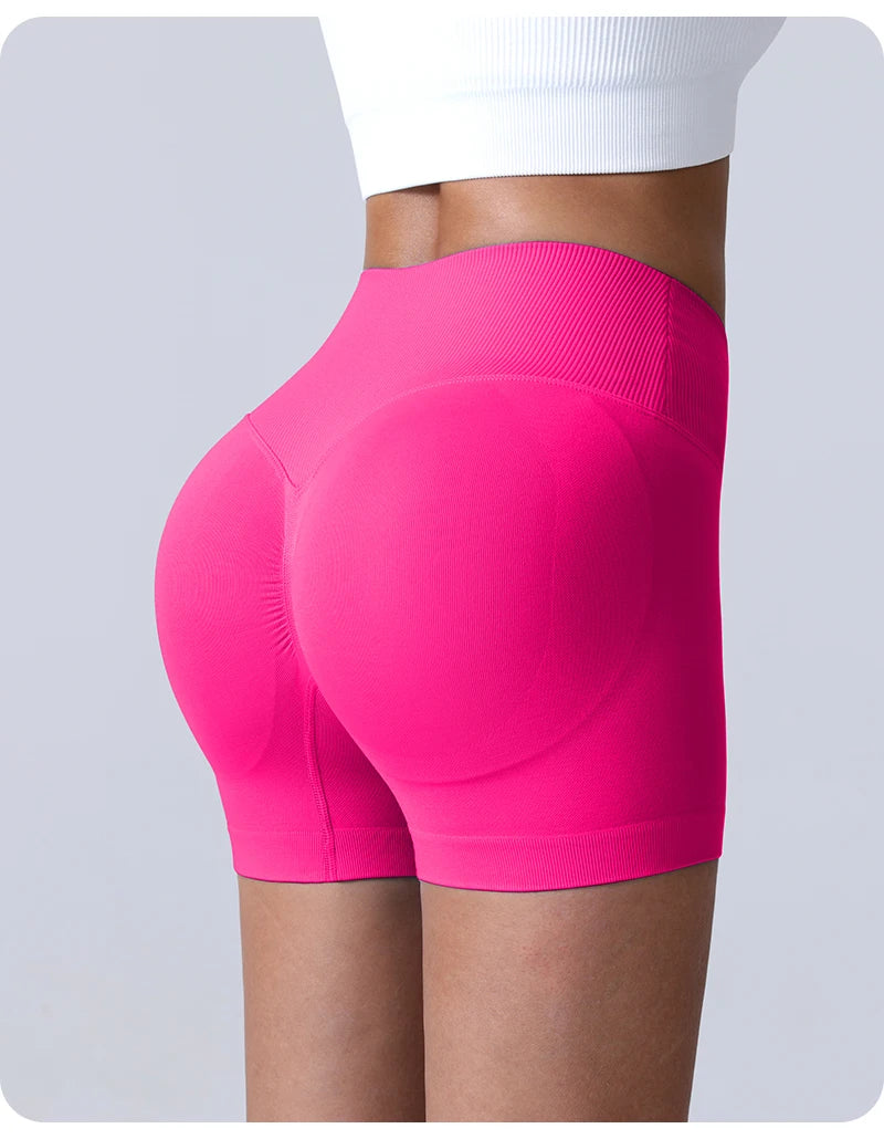 Cross-Back Yoga Shorts for Women - High-Waisted Tummy Control Fitness & Yoga Running Breathable Quick-Dry Shorts