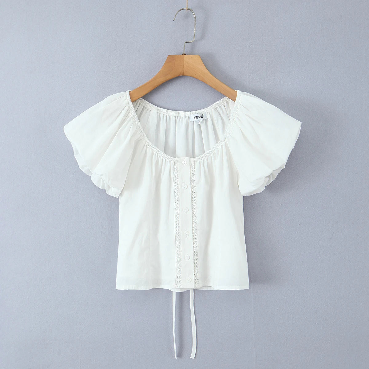 Foridol White Cotton Women Summer Crop Tops Lace Patchwork Short Female Tops Puff Sleeve Square Collar Slim Top Blouse 2025