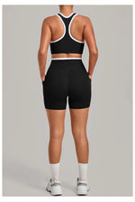 Women's Seamless Yoga Sets Sports Fitness High Waist Hip-lifting Shorts Back Beauty Sleeveless Suits Gym Training Workout Sets