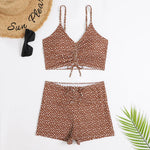High Waist Bikini Swimsuit Women 2024 Floral Print Swim Suits Drawstring Front Shorts Boxers Swimwear Trunks Pool Bathing Suit
