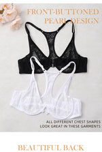 3-Piece Plus Size Lingerie With Lace Front Buttons For Women BrassiereAdjustable Underwear Comfort And Breathability Bra