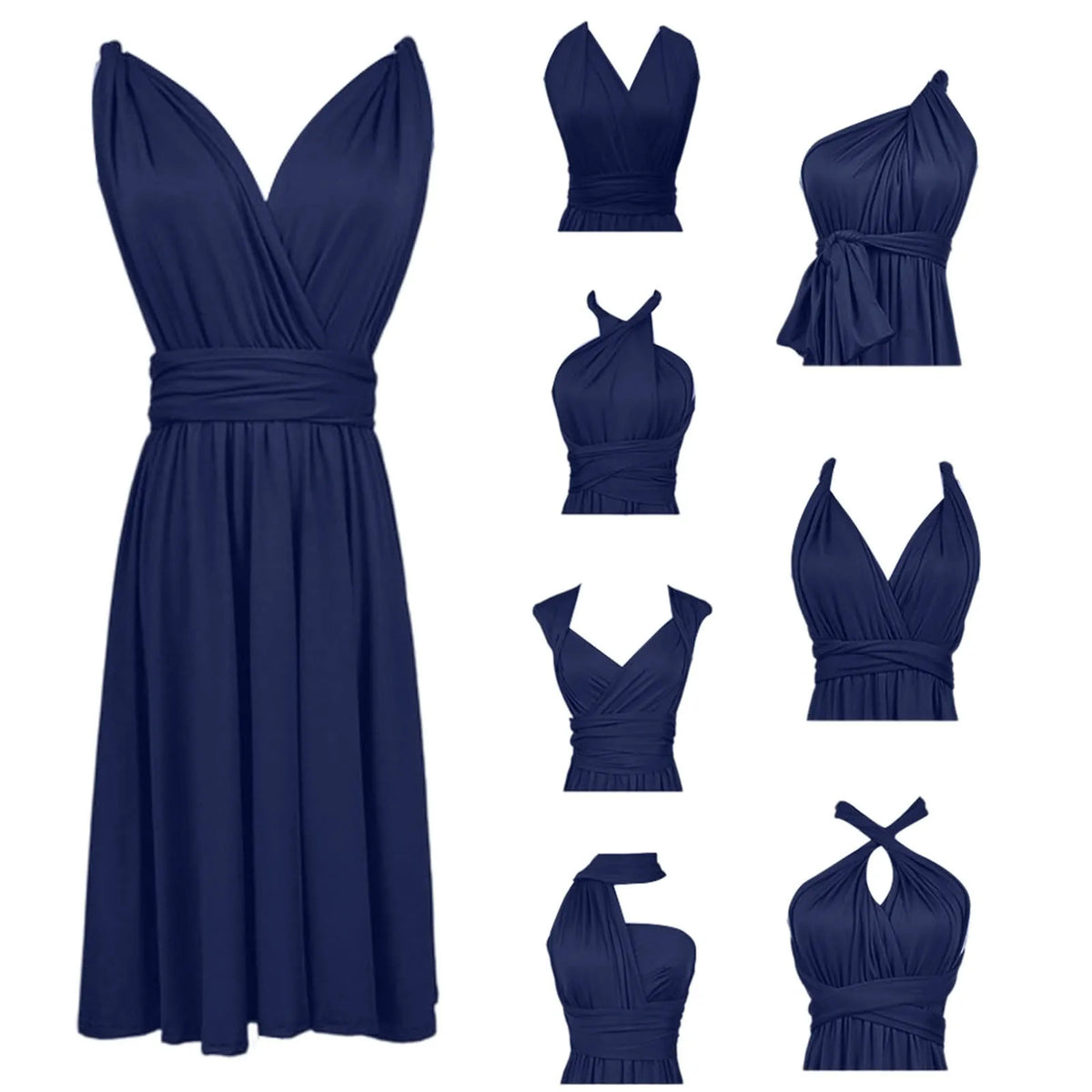 Women's Sexy V Neck Evening Dress Tie Up Multiple Ways To Wear Cocktail Dress Convertible Wrap Infinity Short Bridesmaid Dresses
