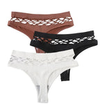 3Pcs/Set Sexy High Rise Panties Women Thongs Comfort G-String Underwear Sexy Lingerie Hollow Bottoms Female Underpants M-L