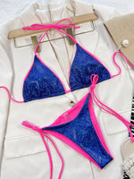 Zebra Print Halter micro Bikini 2025 women Bandeau String Swimsuit Female swimwear Neon Shiny bikini set Leopard Bathing Suit
