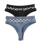 2Pcs/Set Seamless Thongs Panties Women High Rise Underwear Sexy Lingerie Bottoms Female Underpants Hollow G-String Pantys M-L