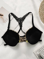 Ladies' New Leopard Print Sexy And Comfortable Front Bbutton Beautiful Back Underwear Lace Triangle Underwear Set A3159