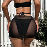 Women Black Mesh Ruched Drawstring Skirt Sheer Bodycon Beach Cover Up Adjustable Side Tie Sarong Swimwear Sexy See Through Skirt