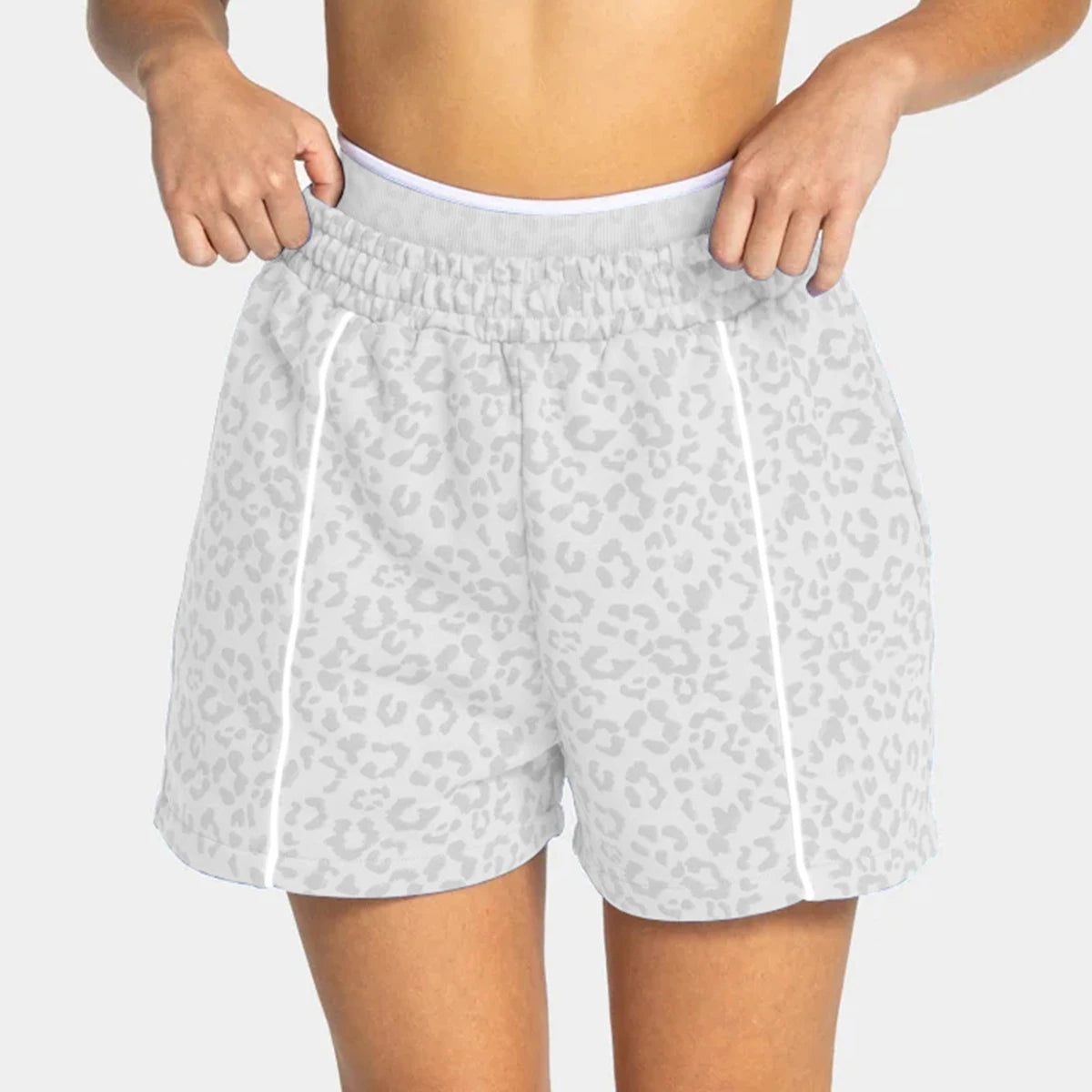 Women Leopard Print Yoga Shorts 3/4 Length Sports Fitness Running Workout Pant Ladies Casual Activewear