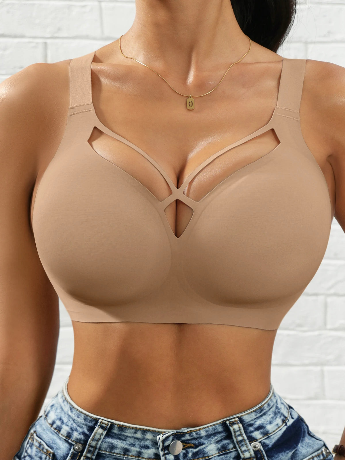 Women'sCross Front Yoga Sports Bra, U-Back Wirefree Adjustable Straps Removable Pads