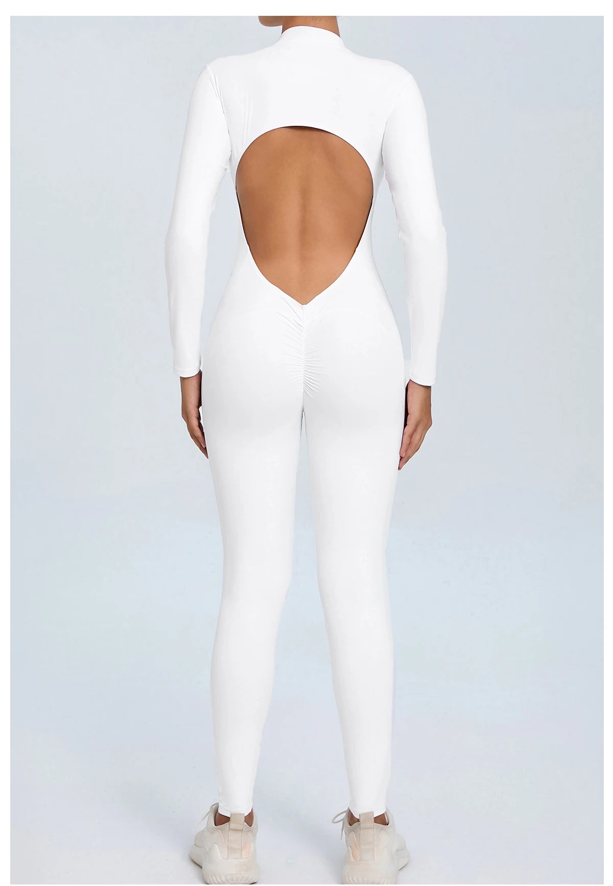 Women Sportwear Yoga Jumpsuit Zip Long Sleeve Back Open Outfit Fitness Tracksuit Tight One-piece Gym Overalls Sports Bodysuit