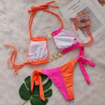 DEKA Neck Rhinestones Bikini Set Patchwork Swimsuit Women's Diamond Swimwear Push Up Female Beach Swimming Wear Bathing Suits