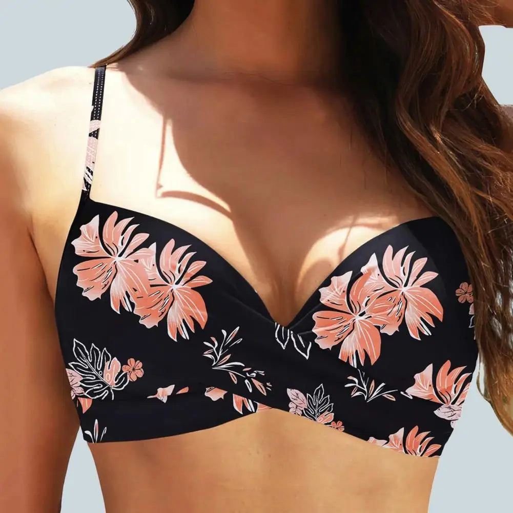 Sexy Bikini Tops Backless Butterfly Hook Design V-Neck Front Knotted Swimwear Tops Backless Bikini Bra