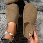 Spring Round Toe Cork Clogs Slippers for Women Outdoor Cork Footbed Flat Heels Mules Shoes Woman Plus Size Suede Slides Female