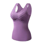 Seamless Velvet Lining Thermal Vest V-Neck Sleeveless Chest Pad Underwear Vest Autumn Winter Warm Bottom Vest