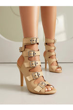 Fashion Buckle Women's Sandals Summer Shoes 2025 Sexy Cut-outs High Heels Black Peep Toe Footwear Party Office Dance Shoes Girls