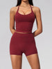 Quick Drying 2 Pcs Yoga Sets Women V Neck Slimming Sports Tank Top High Waist Shorts Fitness Suit Outwear Gym Running Tracksuits