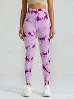 Boho Tie Dye High Waist Knit Elastic Fitness Yoga Tights Butt Lifting Workout Pants for Women