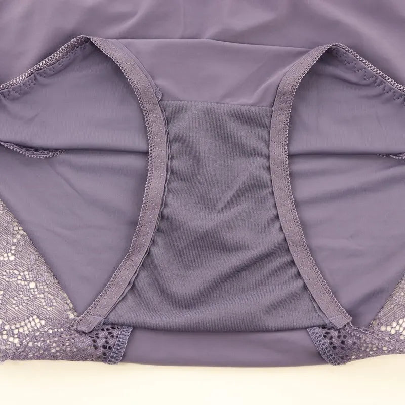 Beauwear Plus Size Women's Underpants Female Panties Comfort Intimates Lace Underwear Briefs Ice Silk Hollow Out Sexy Lingeries