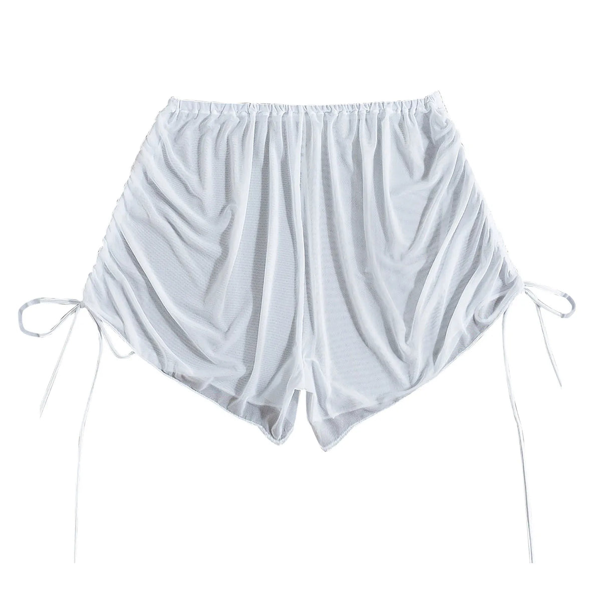 Women Summer Sexy Beach Swimming Shorts High Waist Mesh Sheer Elastic Bikini Bottom White Black Transaparent Cover Up Beachwear