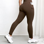 Super Soft Sports Leggings With Pockets For Women High Waisted Workout Yoga Running Push Up Gym Fitness Tight Pants Women's