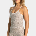 Khaki leopard print women's sports vest Adjustable thin strap design Deep U back design Elastic material Suitable for gym, Pilat