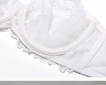 French Sexy Lace Bra for Small Boobs, Wirefree Bralette Ultra Thin, Light Support Traceless Bra Women White Lingerie Set MOYISU