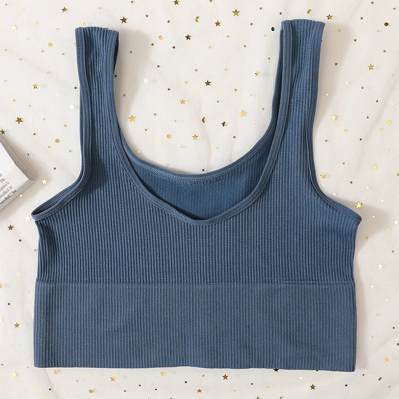 Seamless Bras For Women Streetwear Rib Sports Tank Top Sexy Lingerie No Pads Crop Top Female Fitness Underwear