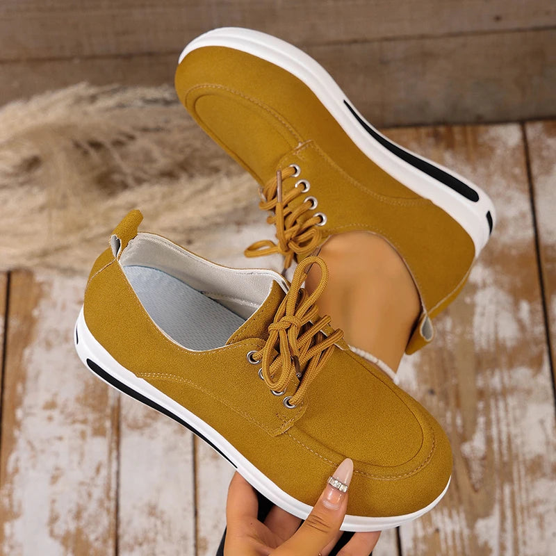 Comfortable Lace Up Platform Sneakers Women Lightweight Plus Size 43 Thick Sole Casual Shoes Woman 2025 Non Slip Sport Sneaker