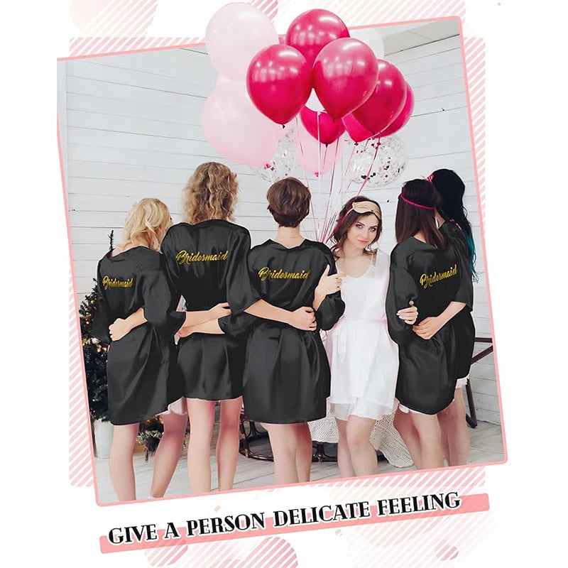 10 Pcs Women Bride Kimono Robe Embroidered Getting Ready Satin Bridesmaid Robes for Wedding Party Bridal Shower