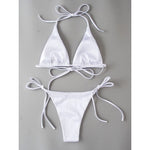 Sexy Satin Halter Brazilian Padded Bikini Female Swimsuit Women Swimwear Two-Pieces Bikini Set Bather Bathing Suit Swim V4966S