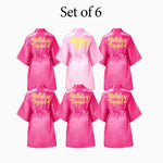 6-12Pcs Spa Girls Party Birthday Squad Robes Girl Kimono Spa Robe Pajama Party Favors Soft Satin Bathrobe for Kid Birthday Decor