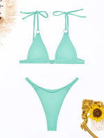 Ring Link Bikini 2025 Solid Sexy Swimsuit Women Padded Swimwear Female Bathers Bathing Swimming Swim Suit Beachwear