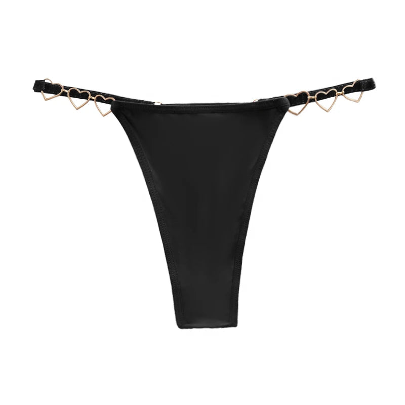 1pcs Women Sexy Thongs Low Rise Lady G-string Heart Decoration Erotic Intimate Lingerie T-Back New Fashion Cotton Crotch Panties
