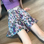 Summer Oil Painting Floral Shorts for Women Casual Wide Leg Shorts Large Siz Loose Floral Print Shorts Elastic Band Casual Pants